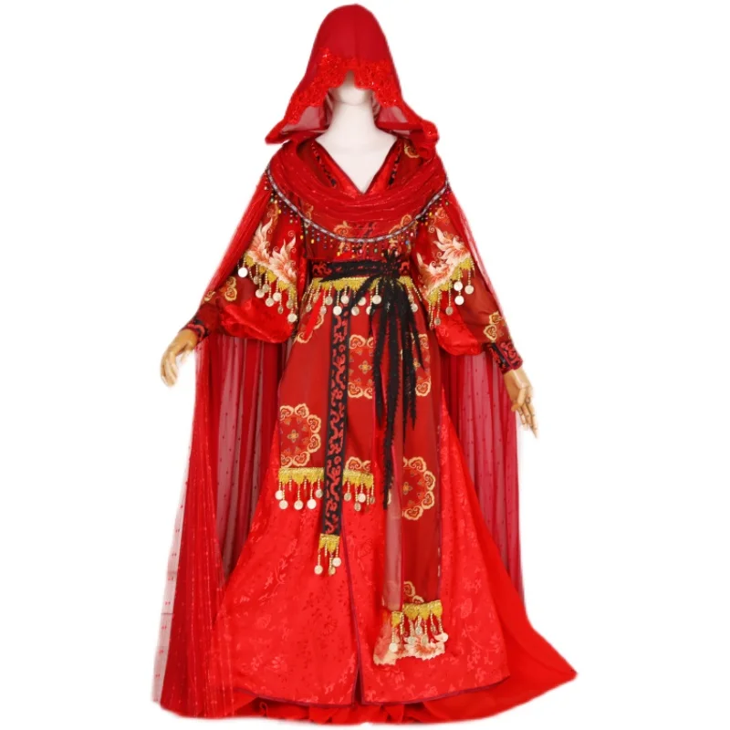 

Exotic Desert Red Cosplay Costume Chinese Ancient Costumes Clothings Fancy Party Dress Halloween Costumes for Women