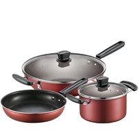 non stick domestic frying pan set of three frying pan frying pan soup pot set full range of gas stoves