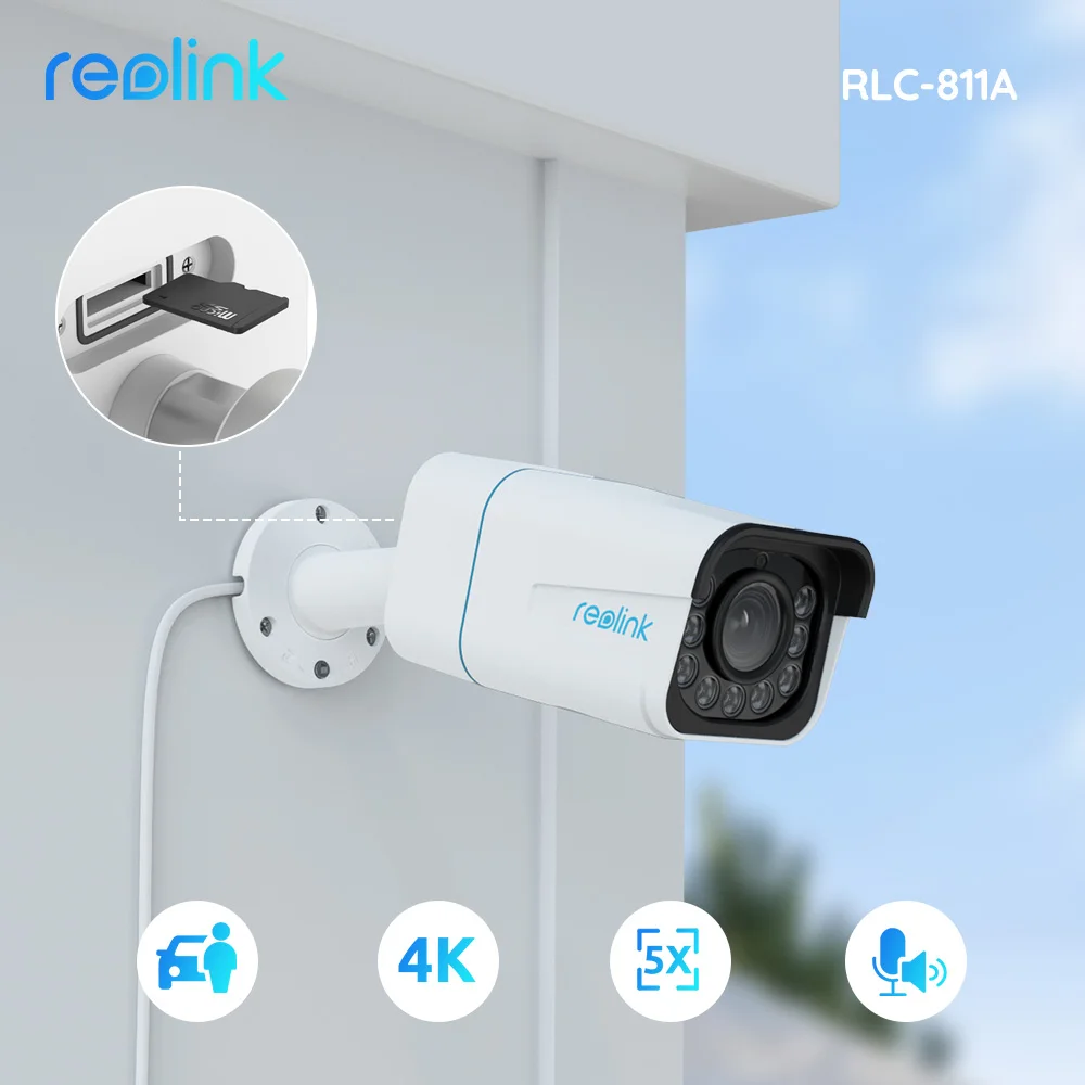 Reolink 4K IP Security Camera 5X Optical Zoom Outdoor Video Surveillance Home Security Protection 8MP PoE CCTV Camera RLC-811A