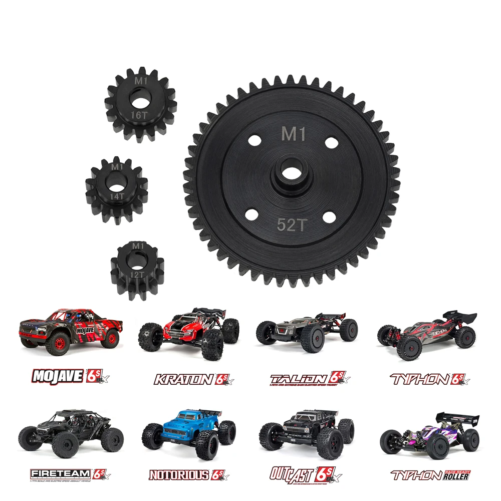 Стальная Прямоугольная Шестерня M1 12T 14T 16T 52T шестеренка для ARRMA 1/8 KRATON OUTCAST TALION 1/7 MOJAVE FIRETEAM