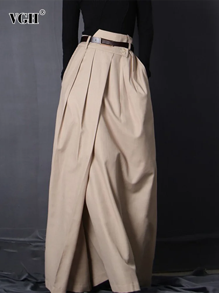 

Женская плиссированная юбка с высокой талией VGH, асимметричная Свободная юбка составного кроя с поясом, весна 2022