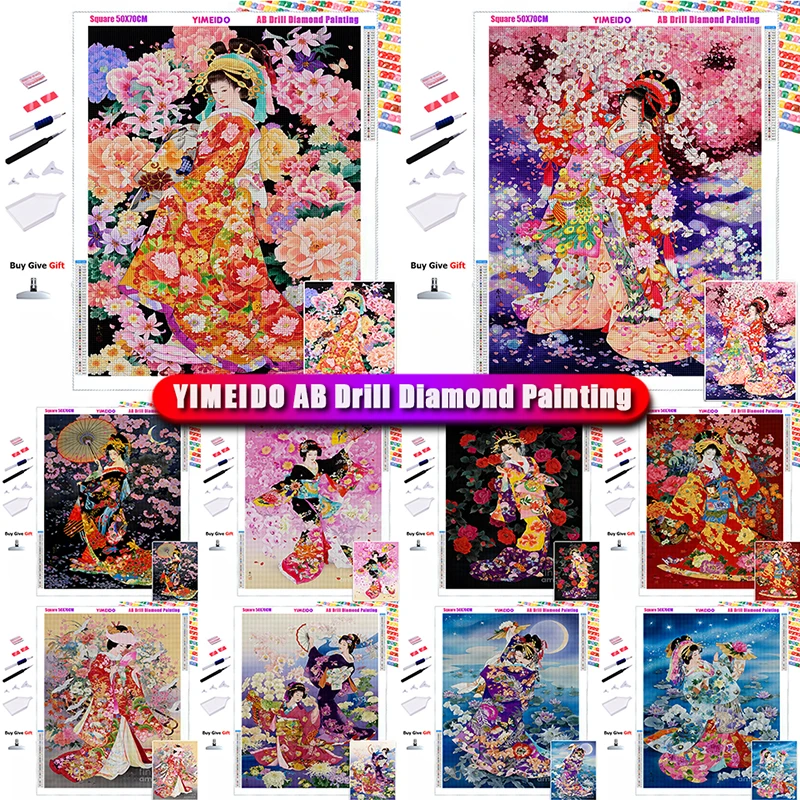 

YIMEIDO 5D AB Diamond Painting Girl Full Drill Round Square Cross Stitch Embroidery DIY Zipper Bag Diamond Mosaic Cartoon Kit