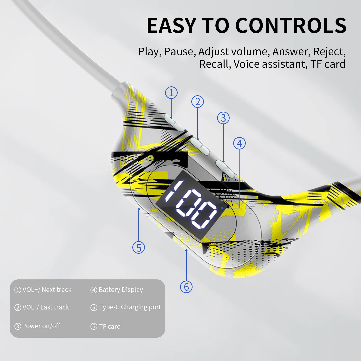 Наушники с костной проводимостью Bluetooth беспроводные водонепроницаемые mp3-плеер