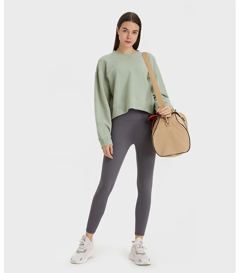 LuluSport Top Women Yoga Gym Shirts Women's Long Sleeve Top T-shirt Crop Sportswear Outdoor Fitness Jogging Leisure Pullover