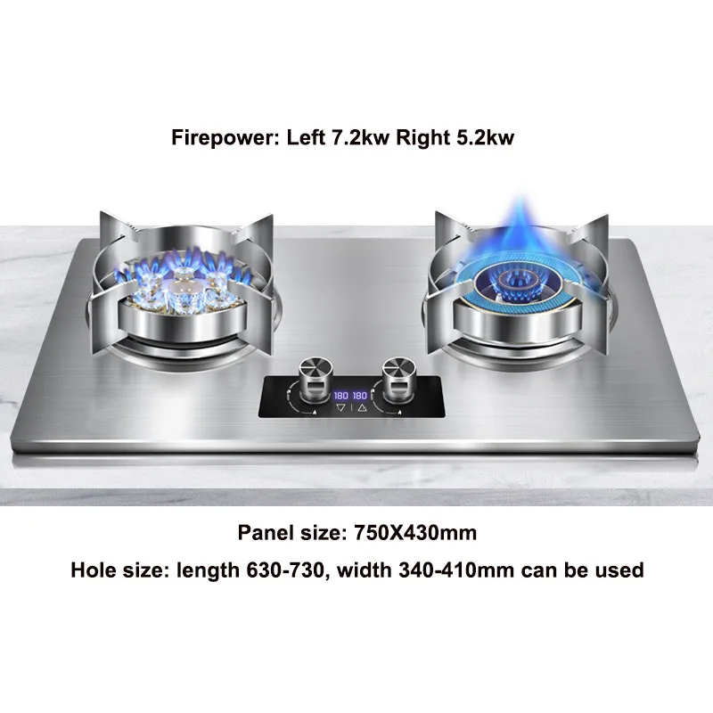 7.2KW/5.2kw Natural/Liquefied Gas Stove Gas Cooktop Stainless Steel Gas Stove Fierce Fire Timing Mandarin Duck Stove