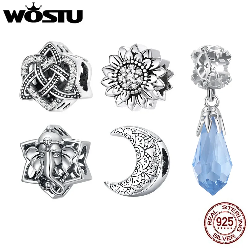 Женский винтажный ажурный кулон из серебра 925 пробы с бусинами