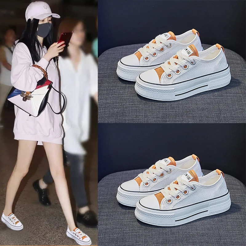 

2022 Summer New Student Height Casual Shoes Women's Mesh Breathable Board Shoes Sneakers