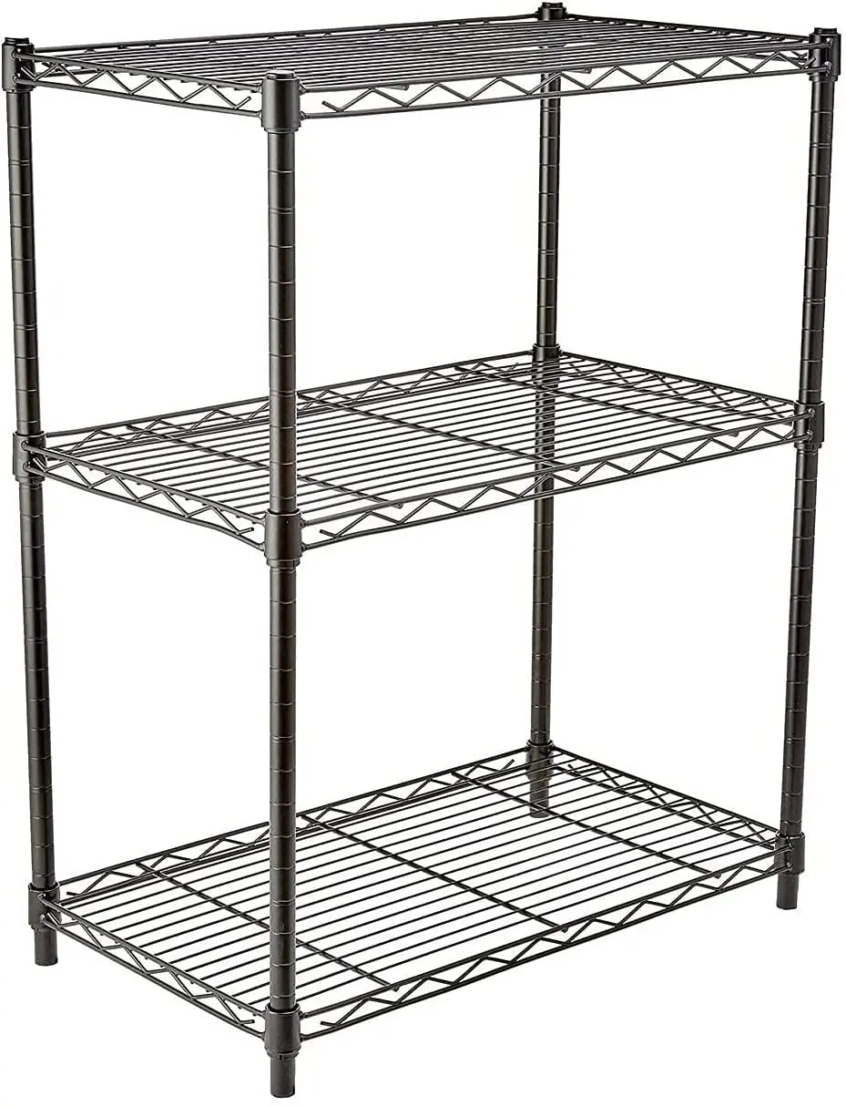 

USA STOCK 3-Shelf Adjustable, Heavy Duty Storage Shelving Unit Steel Organizer Wire Rack, Black (23.3L x 13.4W x 30H)