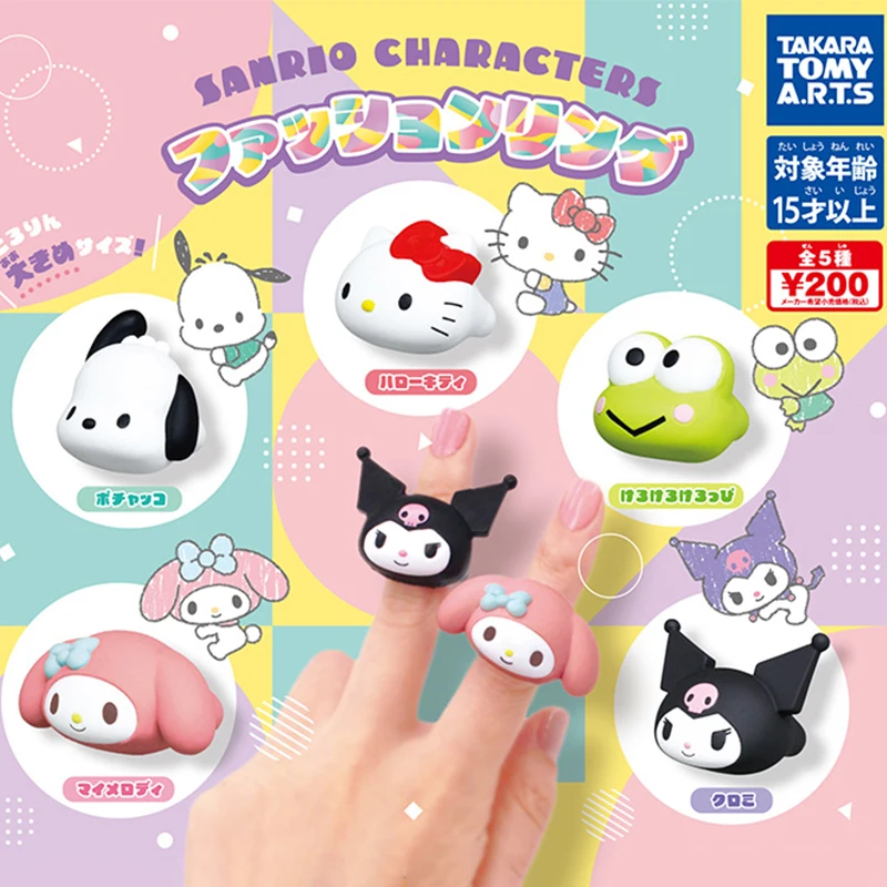 

TAKARA TOMY Sanrio Hello Kitty Rings Accessories Kuromi Cinnamoroll Kawaii Capsule Toys Gashapon Anime Figure Gifts