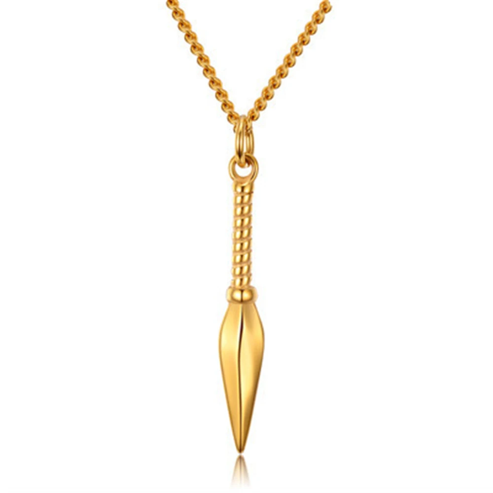 Men's Fashion Jewelry Black Gold Silver Color Arrow Head Pendant Long  Chain Necklace Hip Hop Style Necklace images - 6