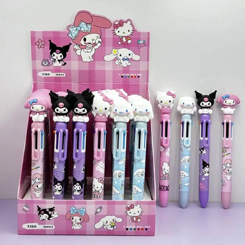 Шариковая ручка Sanrio 36 шт. 6 цветов мультяшная Kuromi 0 7 мм милые студенческие