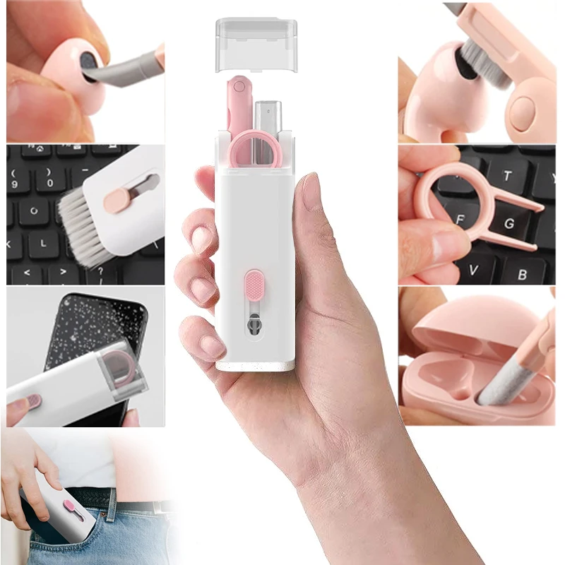 

7 in 1 Computer Keyboard Cleaner Brush Kit Earphone Cleaning Soft Pen For Digital Product Headset Keyboard Cleaning Puller Tools