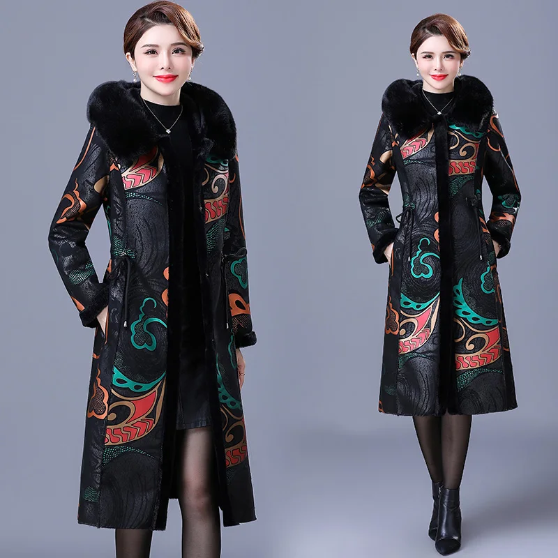 2022 Wear on Both Sides Winter Faux Fur Coat Women Hooded Thickne Middle-aged Women X-Long Faux Fur Jackets New Casual Outwear