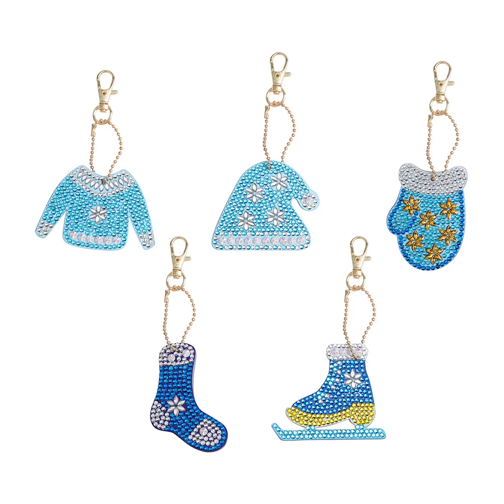 

5pcs Keyring Resin Drill Clothing Beautiful Hanging Keychain Pendant Bright Keyring Key Decoration for Wallet