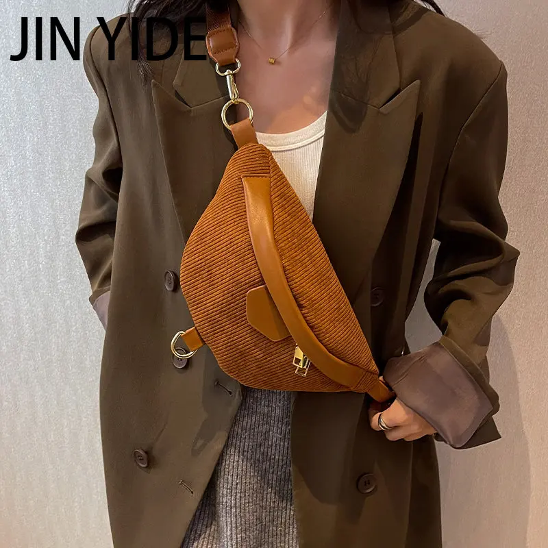

Jin YIde Casual Corduroy Waist Bag Lady New Designer Canvas Fanny Pack Fashion Travel Money Phone Chest Banana Bag Bum Belt Bag