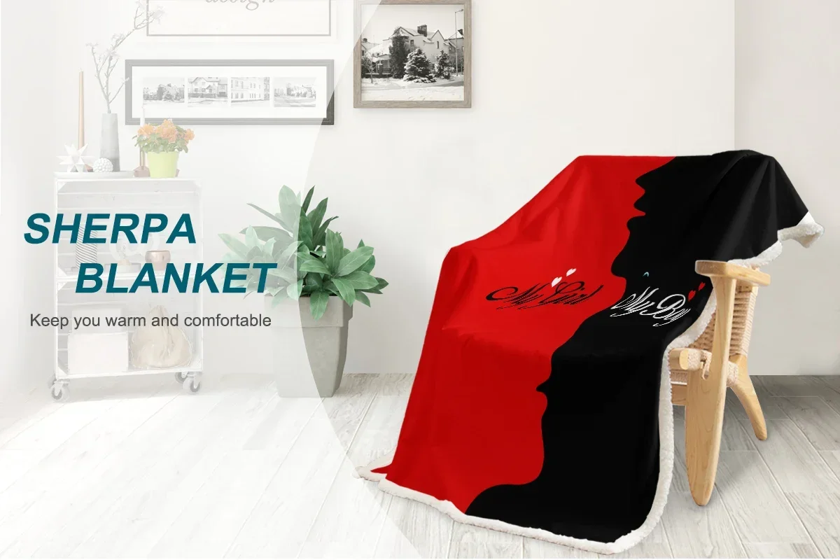 Парные сердца мой мальчик и моя девочка Черное Красное Одеяло силуэты мужчин