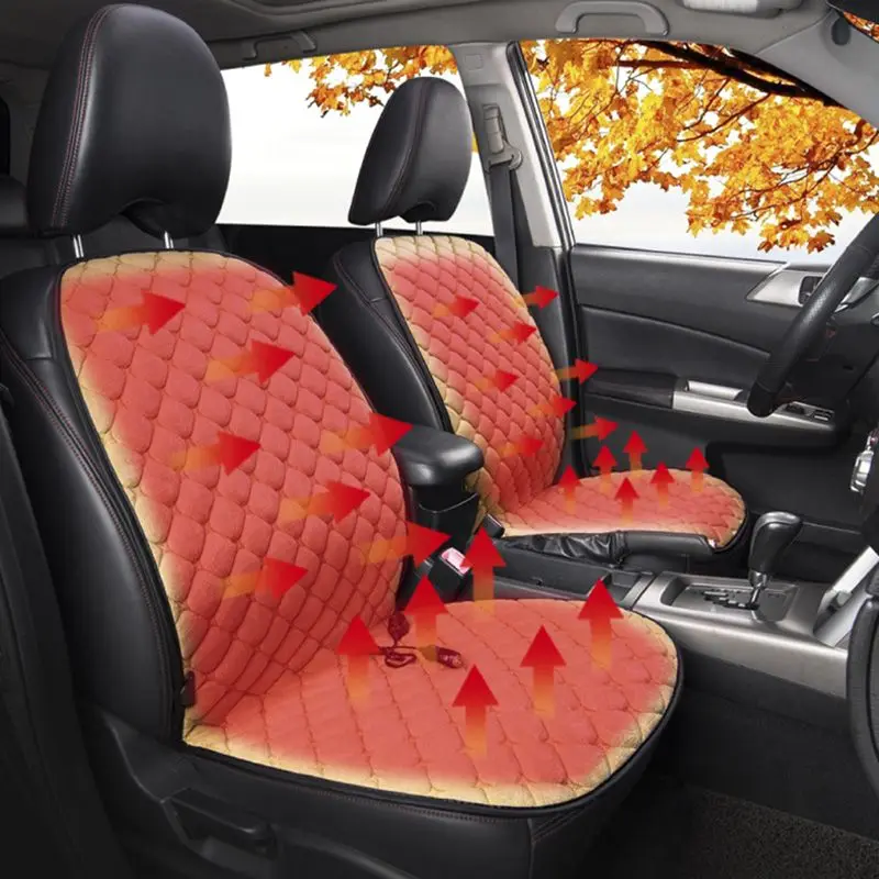 

Winter Warmer Seat Cover Universal 12V Plush Car Heated Heating Heater Auto Seat Cushion Pads With Backrest