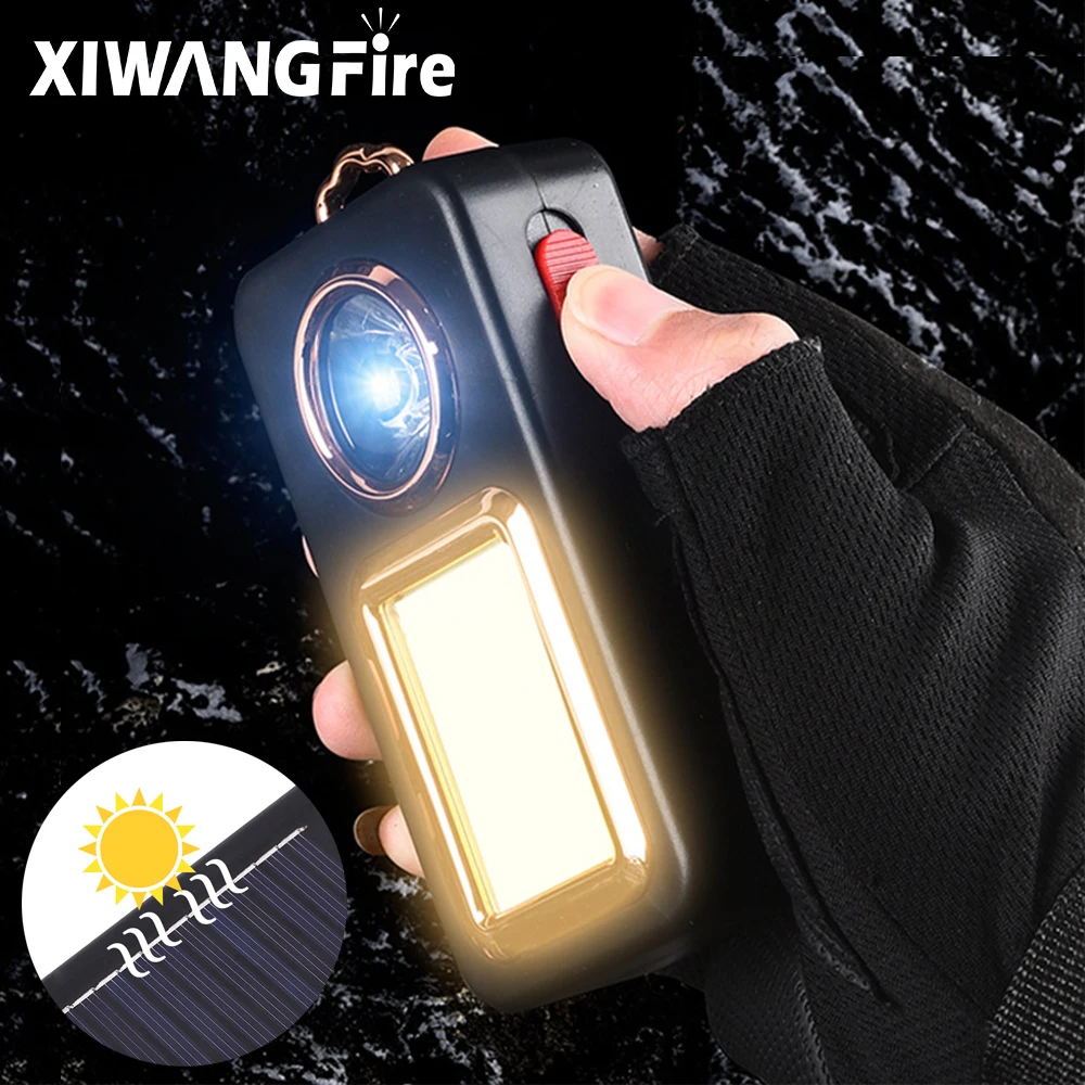 

New Solar Charging Repair Light LED+COB Dual Light Portable Emergency Rechargeable Keychain Repair Light Outdoor Camping Light