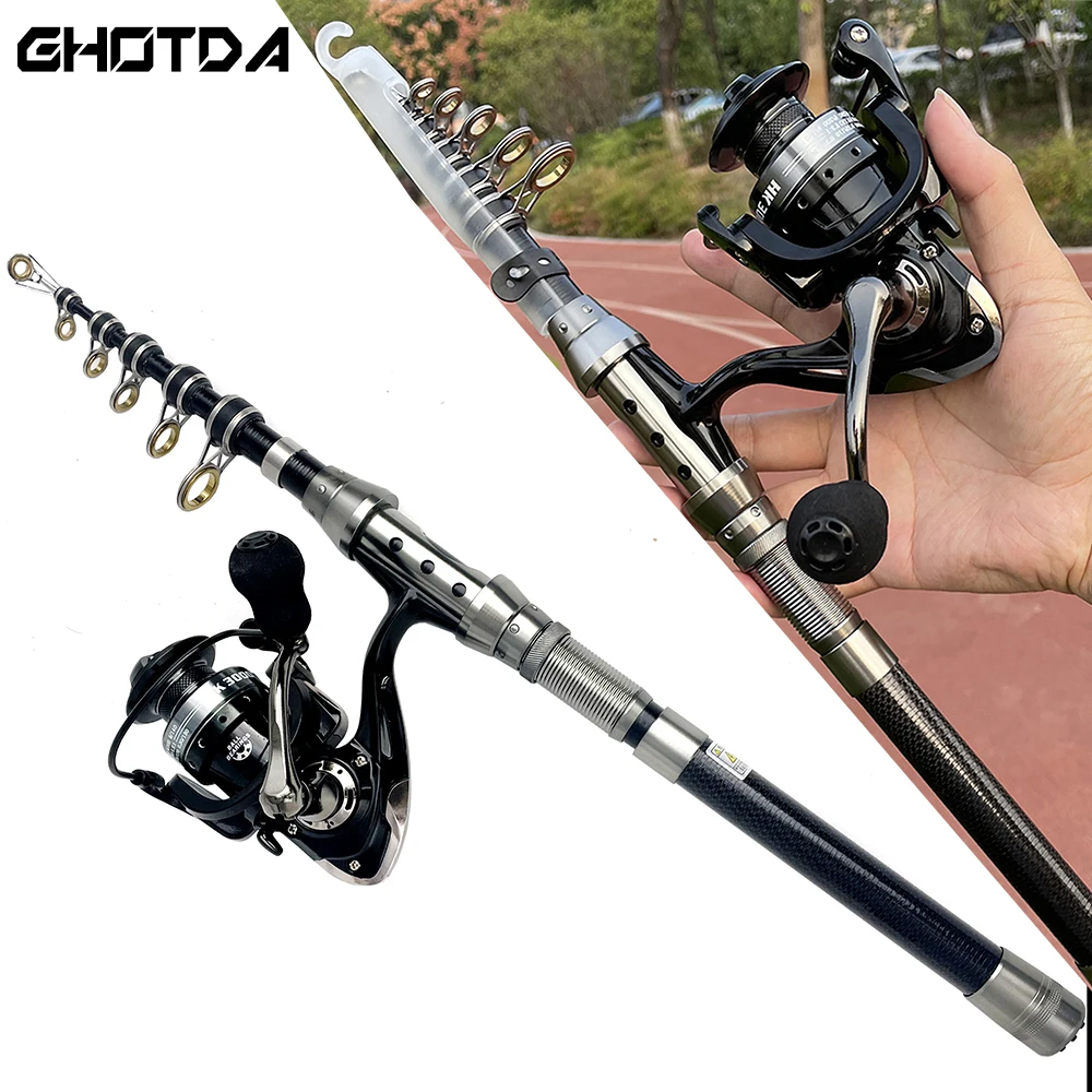 

Spinning Fishing Rod and Reel Combo 1.5/1.8/2.1/2.4M Telescopic Rod with 5.2:1 Fishign Reel Max Drag 6kg Full Fishing Kit
