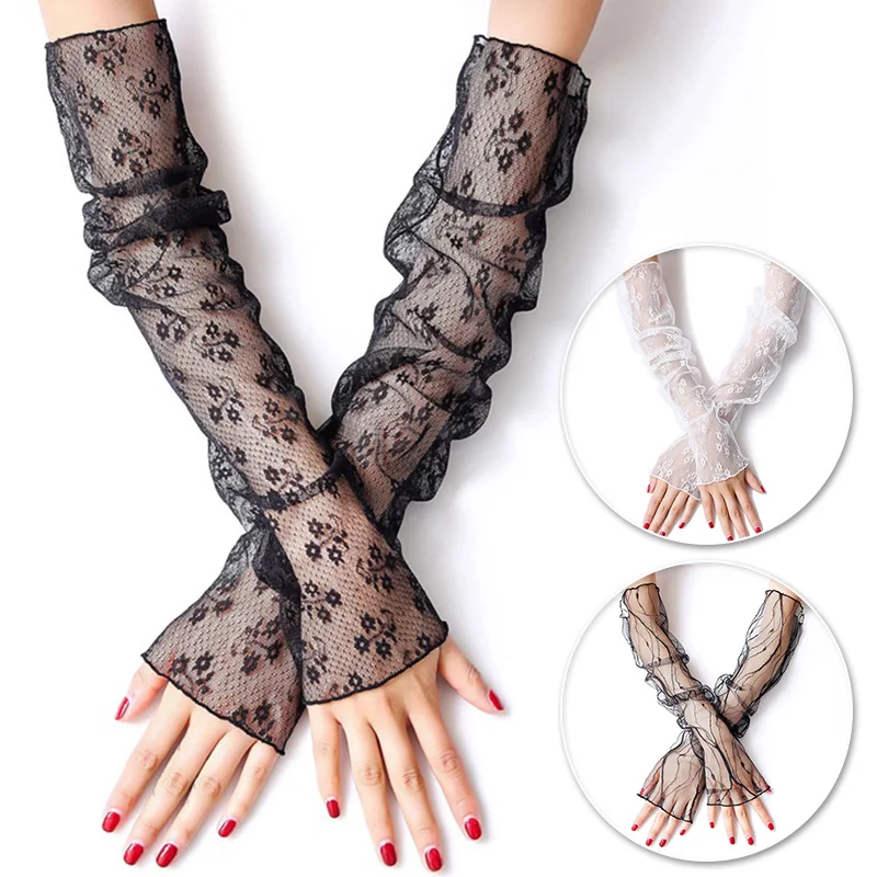 

Перчатки женские солнцезащитные с длинным рукавом, тонкие дышащие сетчатые кружевные, с защитой от ультрафиолета, для езды на велосипеде и на открытом воздухе, летние