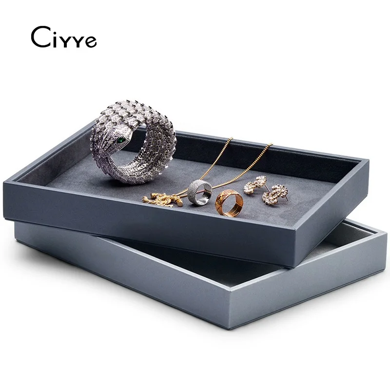 

Ciyye Premium PU Leather Jewelry Tray Ring Necklace Bracelet Storage Tray Jewelry Display Tray 25*18*3.5 CM