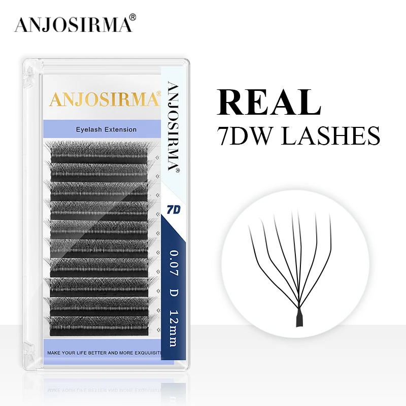 Ресницы ANJOSIRMA 7D W-образные для наращивания Натуральные Искусственные ресницы