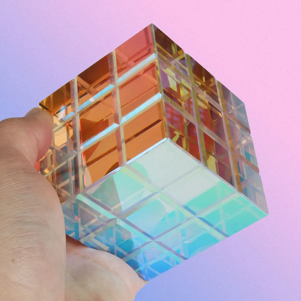 

Science Cube Optical Prism Photography Hexahedral Prism Home Decor Prism K9 Crystal Cube Desktop Ornament Gifts New