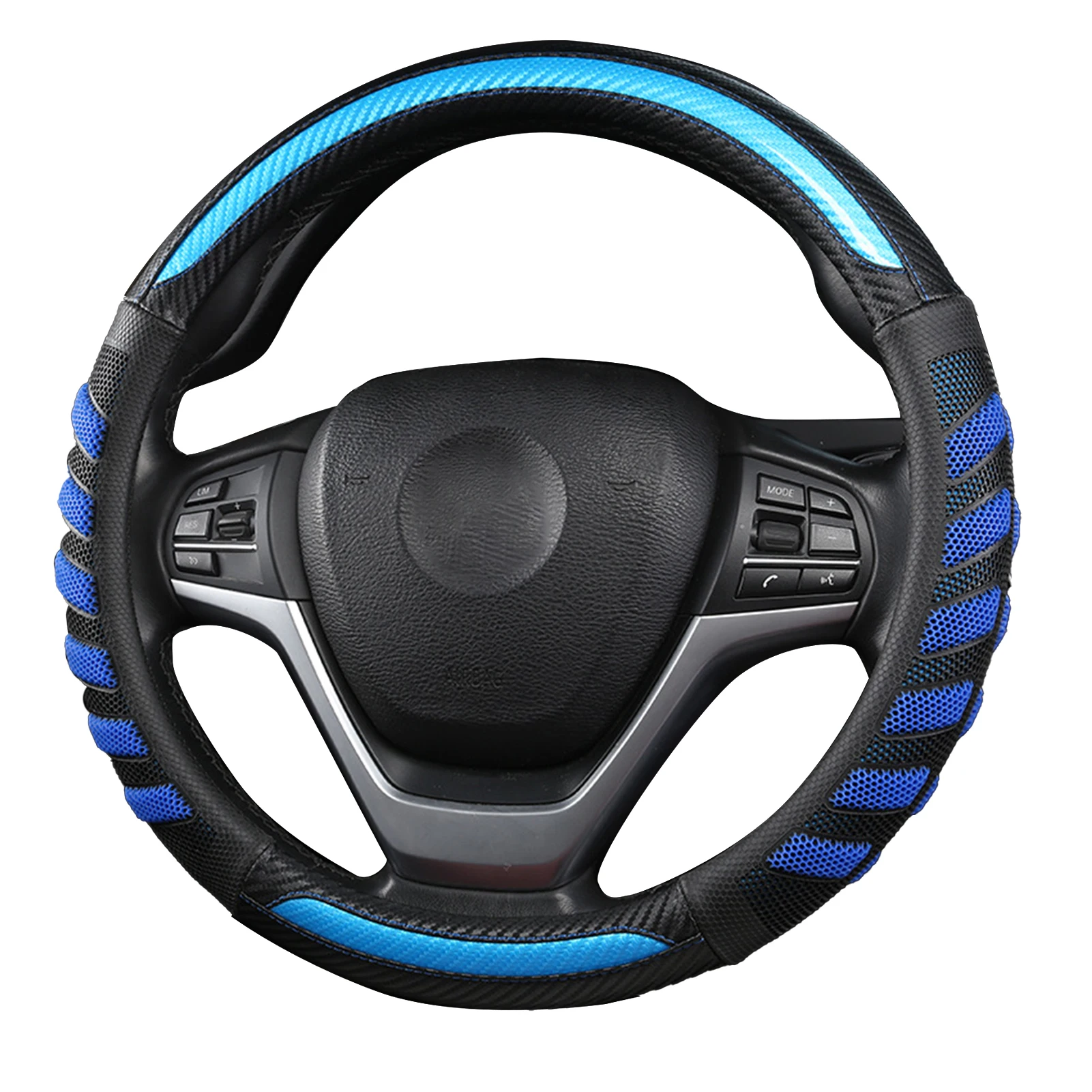 

Interior Decor Non Slip Universal Styling Car Steering Wheel Cover Easy Install Gift Round Protector Carbon Fiber Fabric 3D Soft
