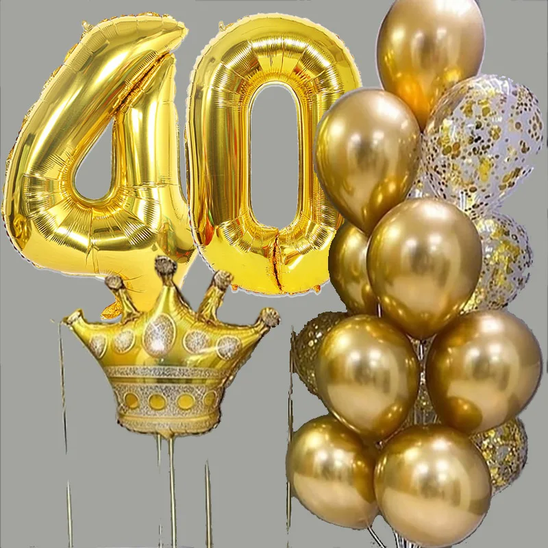 17pcs/set Kids 12 13 14 15 Years Old Girls Birthday Decor Balloon Gold Crown 32inch Number Foil Balloons Adult Parti Balls - купить по
