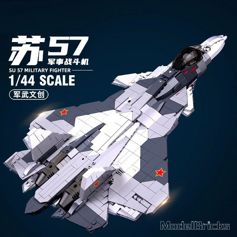 

Sluban Military SU-57 Stealth Fighter Jet Aircraft Airplane Model Building Blocks Kids Plane Bricks Toys Christmas Gift For Boys