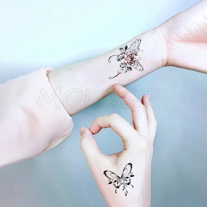 Flower Leaf Butterfly Small Element Temporary Tattoo Sticker Fake Tattoos for Women Men Body Makeup Waterproof Stickers