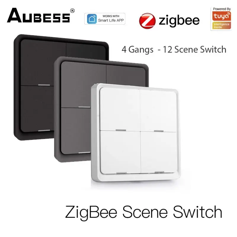 

Беспроводной кнопочный переключатель Tuya ZigBee, 4 клавиши, 12 сцены, автоматический пусковой контроллер на батарейках для смарт-устройств