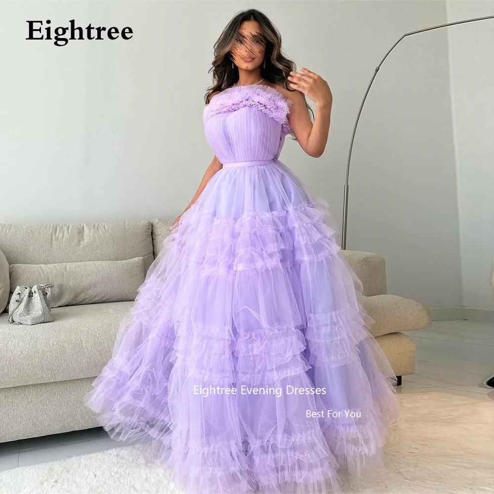 

Eightree Lilac Evening Dresses Tulle Rufflers Formal Long Abendkleider Dubai Vestidos De Fiesta Elegantes Para Mujer 2023