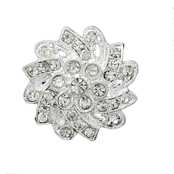 

Vintage Style Rhodium Silver Plated Clear Rhinestone Crystal Flower Cheap Party Wedding Cake Pin Brooch
