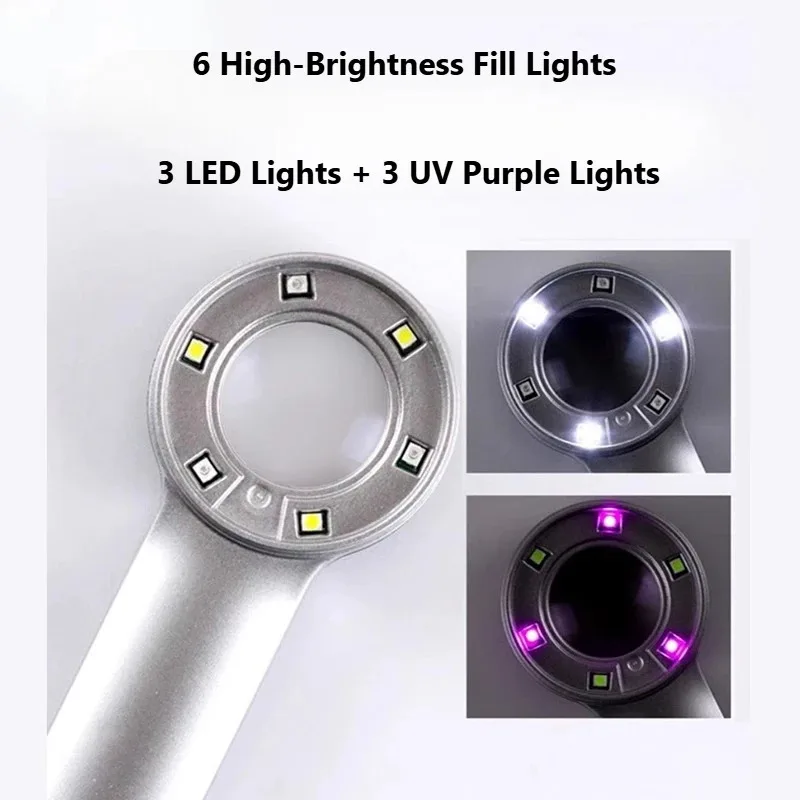Фото Увеличительное стекло HD 60X с УФ-светом и LED-подсветкой - перезаряжаемое, для ювелирных изделий, антиквариата, чтения, ремонта электроники, для пожилых людей №5
