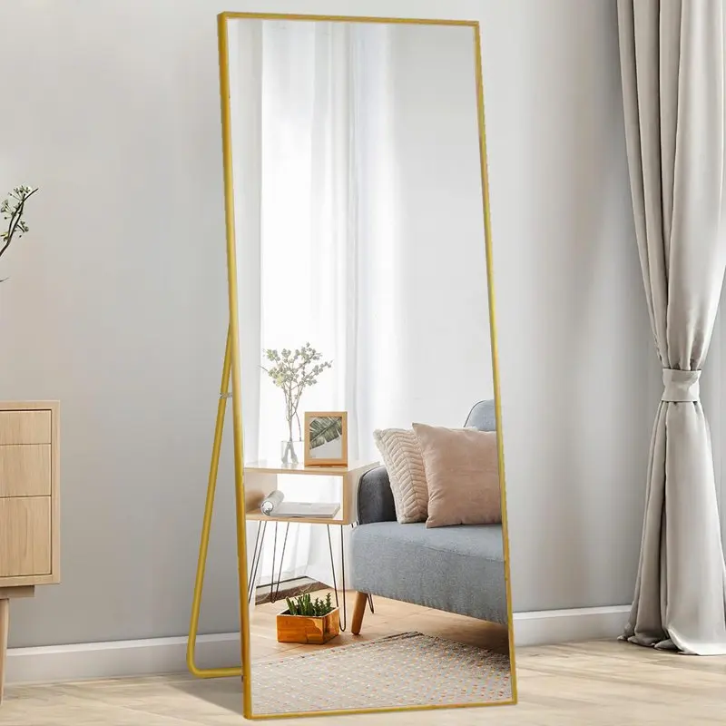 

65''x22'' Full Length Mirror Rectangle Body Floor Mirror, Gold
