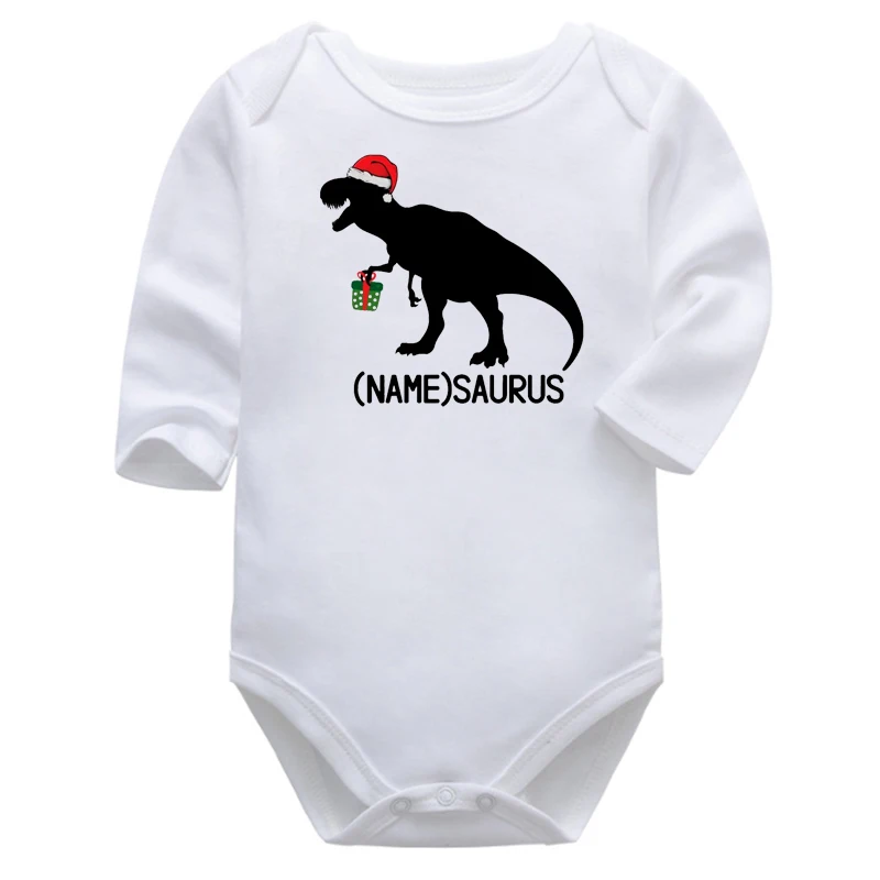 

Christmas Dinosaur Baby Clothes Personality Name Christmas Baby Winter Clothes Cartoon Long Sleeve Bodysuit Fashion