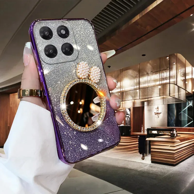 Чехол Skinlee для Moto G87 G Max 5G, роскошный блестящий чехол с жемчужным ремешком для Moto G87 G Max 5G, зеркальный чехол (art.: 3920db70161ea) - 3920db70161ea