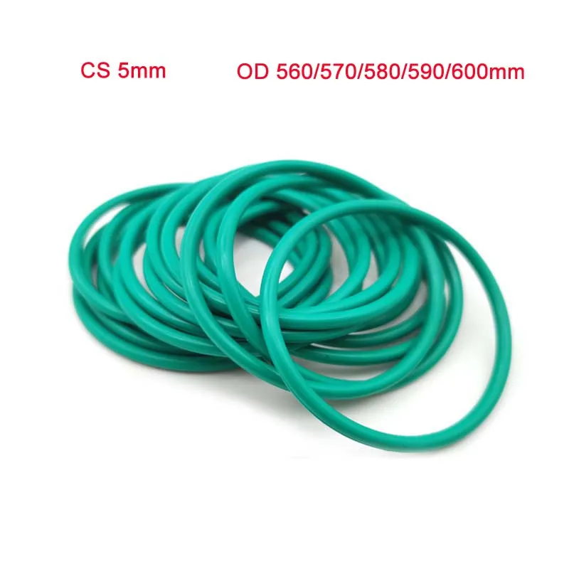 

1Pcs Green FKM Fluorine Rubber O-Ring Oil Sealing Gasket CS5mm OD 560~600mm O Ring Seal Gasket Rings Fuel Washer