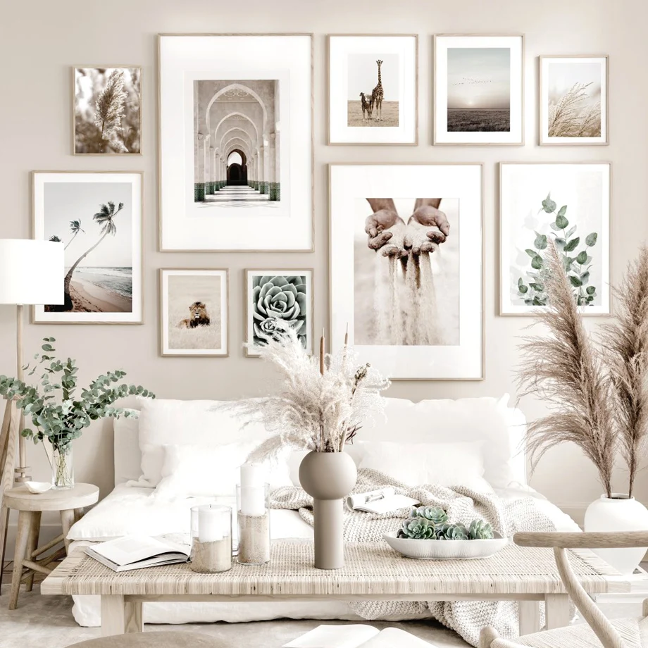 

Grains of Sand Arches Grass Reed Palm Nordic PosterCactus Giraffe Wall Art Print Canvas Painting Decor Pictures For Living Room