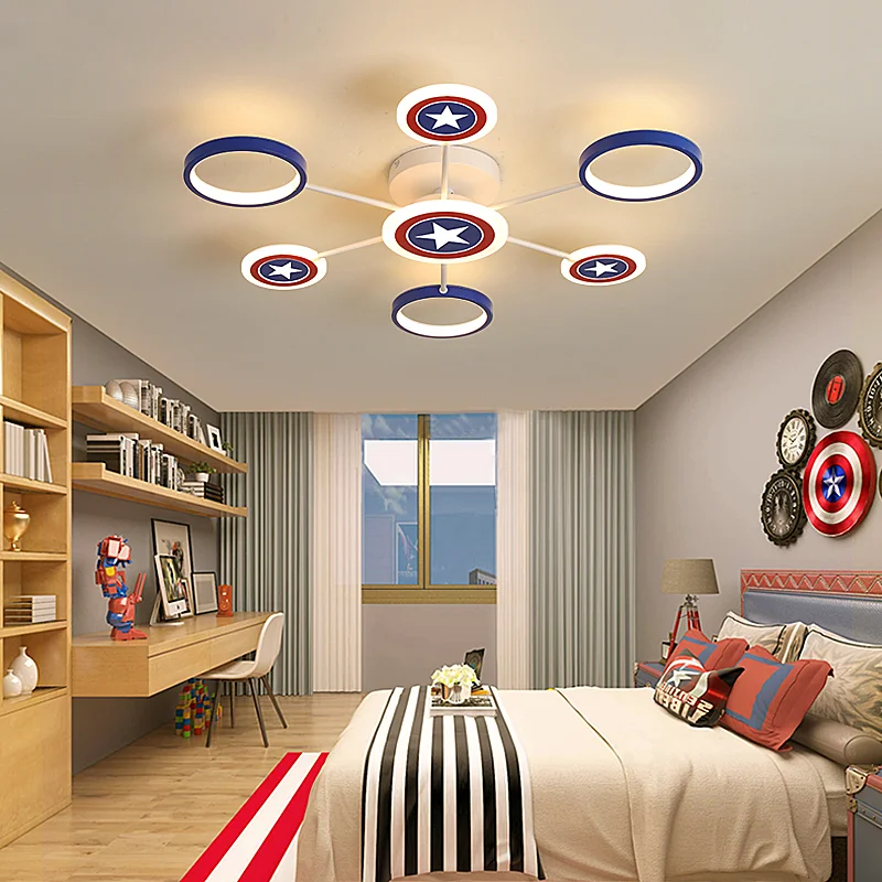

LED Modern Chandelier Lighting For Kids Study Room Bedroom Cartoon Shield Lamps Decorative Luminaire Light Fixtures AC90-260V