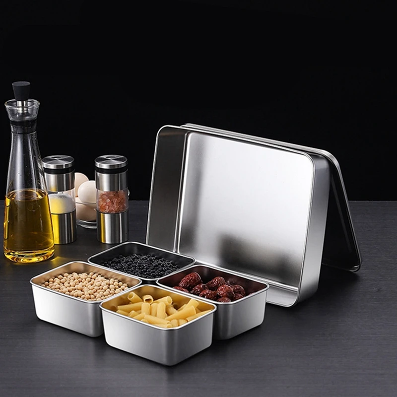 1 шт. 4 сетки коробка для приправ с крышкой прямоугольный органайзер домашних