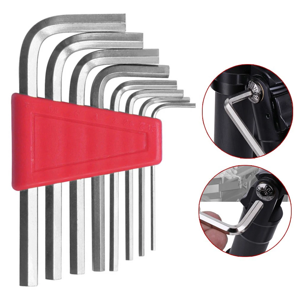 

5/8/11pcs Hexagon Wrench Silver Chromium-vanadium Steel L-Type Wrenches Metric/Imperial Double End For Repairing Hand Tools