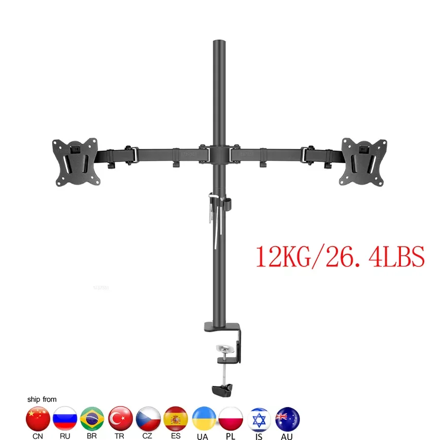 

400mm DL-T902-240 Desktop Stand Full Motion 360 Degree steel Monitor Holder 10"-27" clamp base Monitor Mount Arm Load