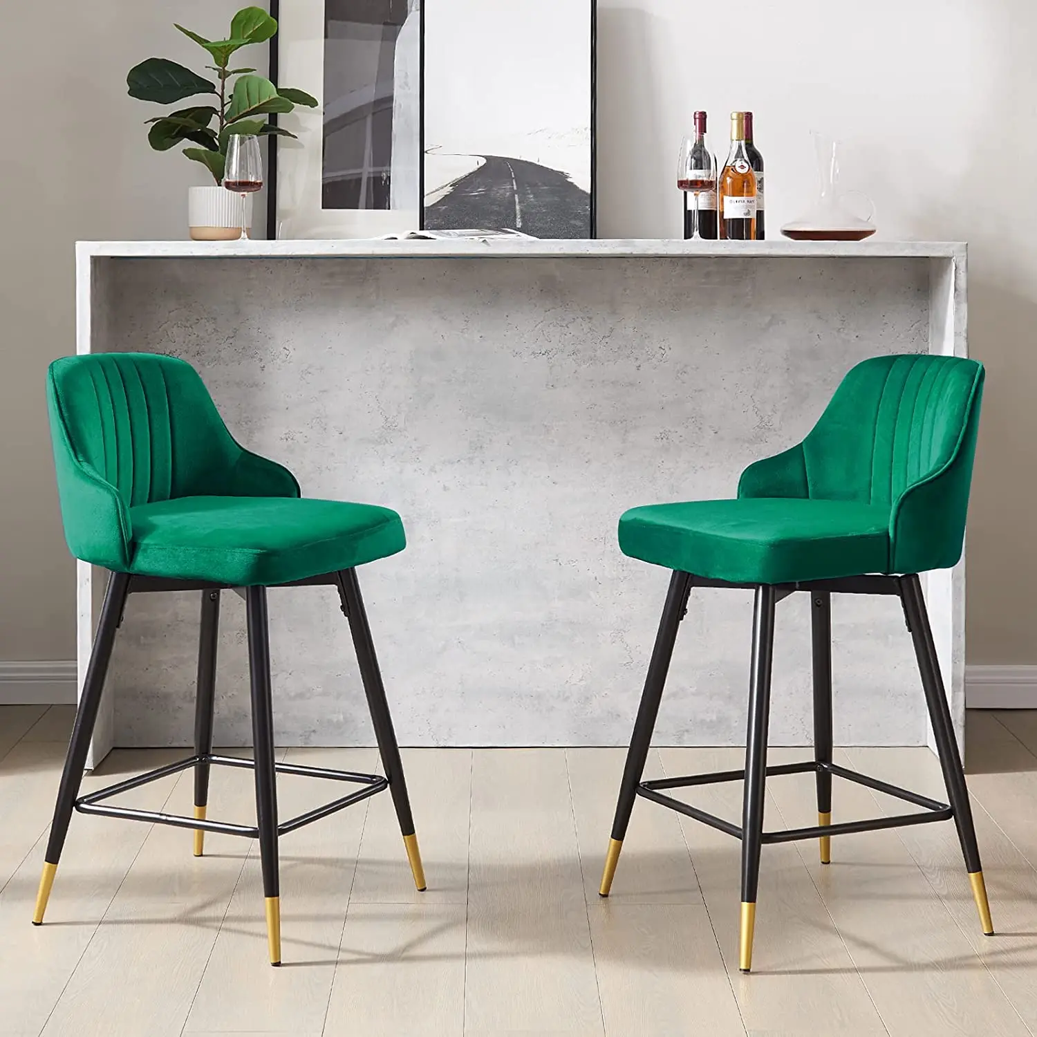 

2PCS/Lot USA In Stock 25" Swivel Counter Height Bar Stools Modern Armless Kitchen Counter Barstools,for Kitchen,Pub