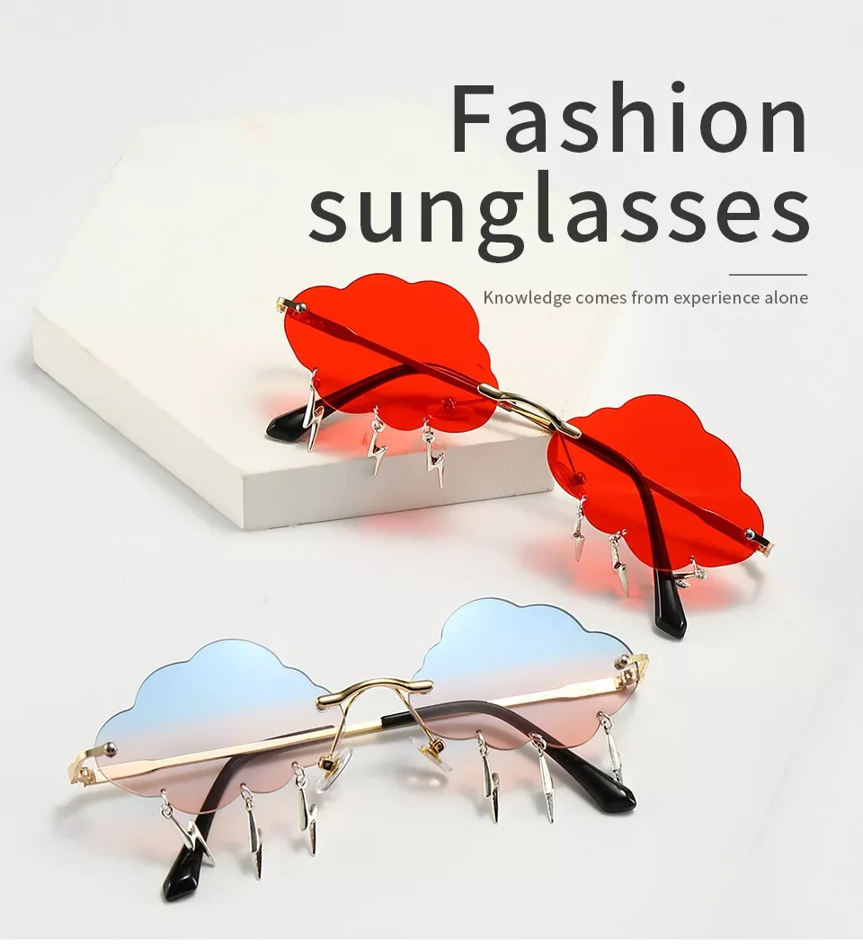 

Tea Gradient Sunglasses Women Ocean Water Cut Trimmed Lens Metal Curved Temples Sun Glasses Female UV400