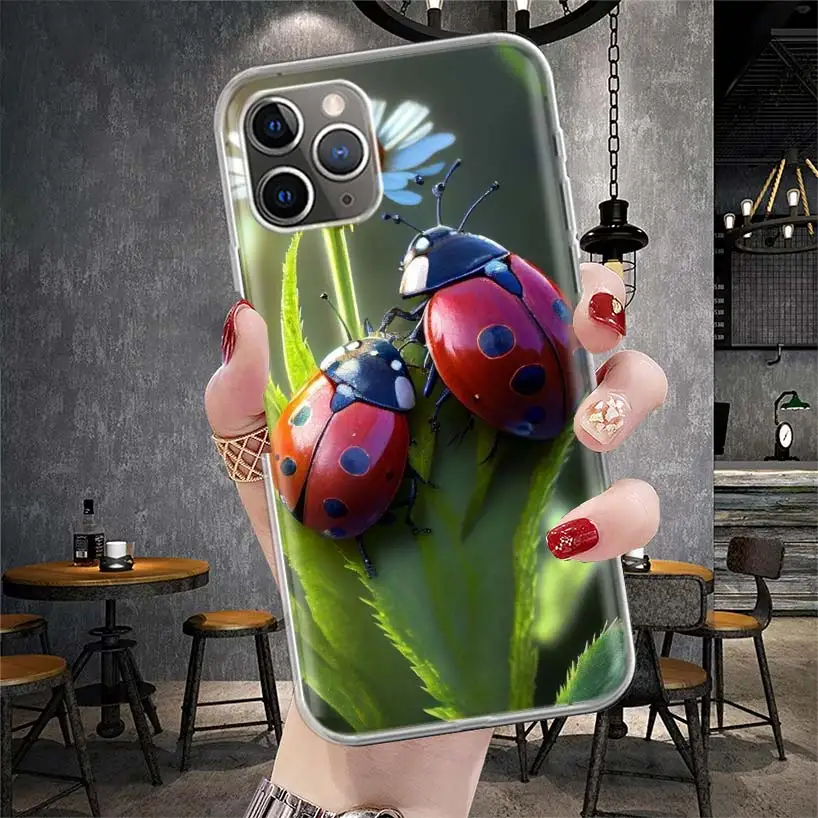 Мягкий чехол для телефона с изображением насекомых семи звезд божьих коровок IPhone