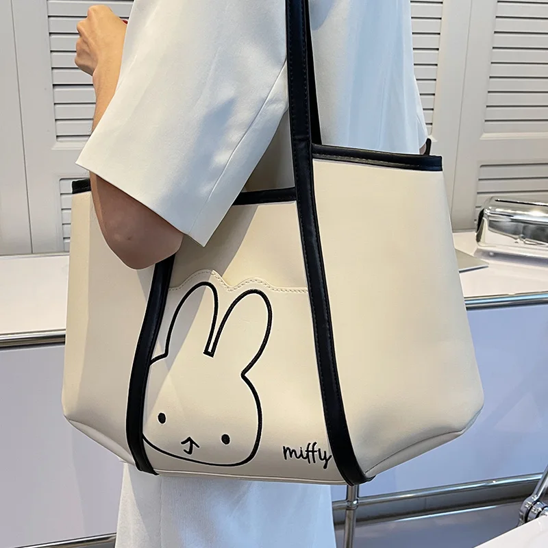 

Новинка, анимационное изображение, мягкая сумка-тоут Miffy из искусственной кожи, многофункциональная вместительная Портативная сумка для хр...