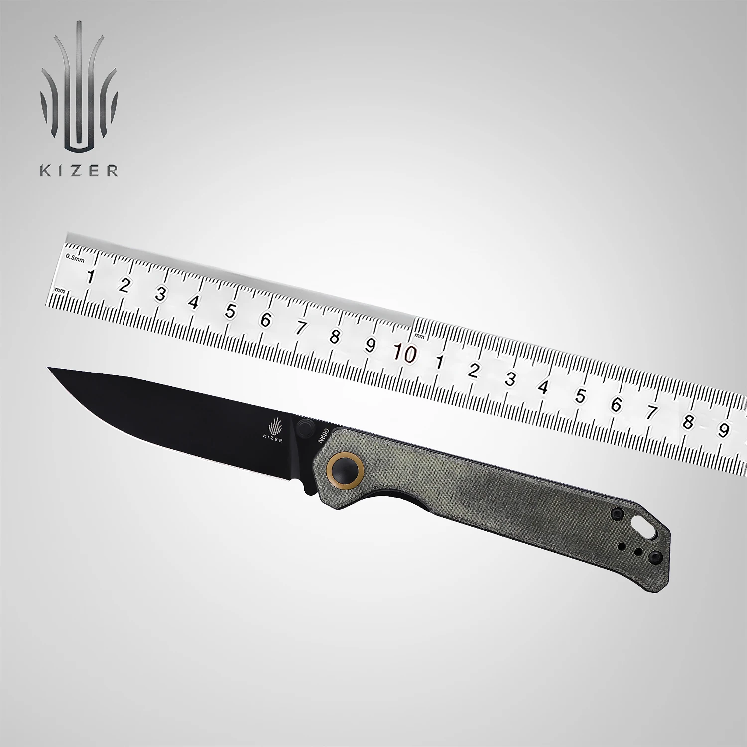 Эксклюзивный нож Kizer Mojave Pocket V4458.2E2 складной для кемпинга с ручкой из 2 микрокарты