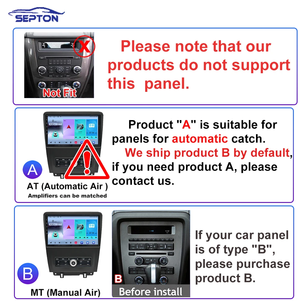 Автомобильный стерео радио SEPTON Android 12 для Ford Mustang 2009-2014 WIFI BT IPS мультимедийный